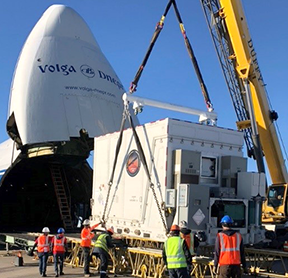 Loading the UAE's Hope probe onto an Antonov 124 aircraft.