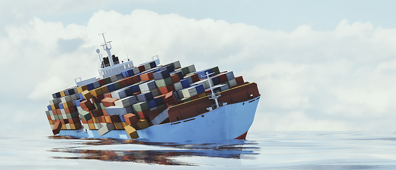 container ship tipping and losing cargo