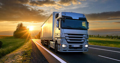 Truck on the road during sunrise