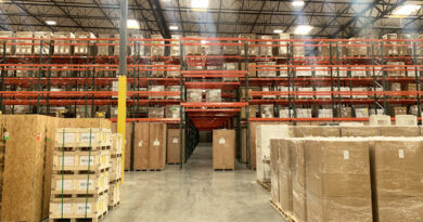 Warehouse with freight and racks