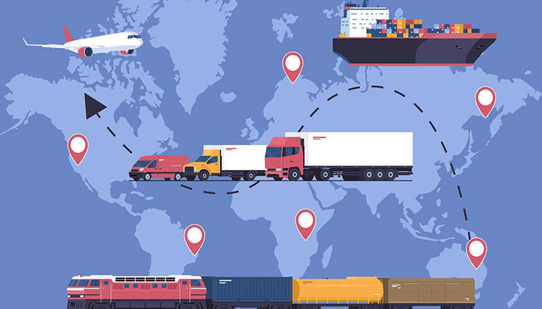 Illustration of multi-modal transportation around the world